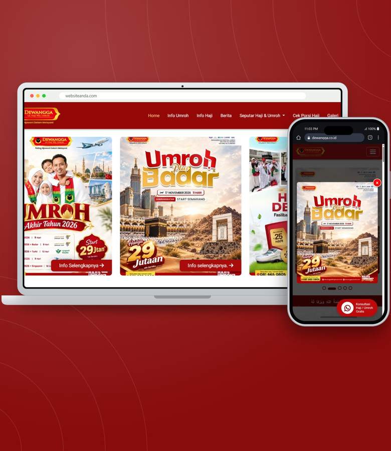 Tampilan website Website Company Profile PT Dewangga Travindo (Dewangga Lil Hajj Wal Umroh)